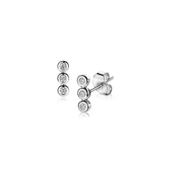 ZINZI silberne Ohrstecker 3x rund  weiß ZIO1443