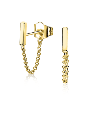 ZINZI silberne Ohrstecker 14K gelb vergoldet mit Kette Staab ZIO1688G