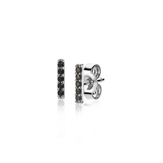 ZINZI silberne Ohrstecker Stab schwarz 8mm ZIO1689BL
