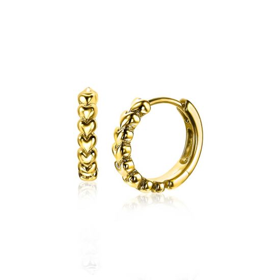 "ZINZI silberne Ohrringe 15x3mm 14K gelb vergoldet mit Herzen ZIO1798G"