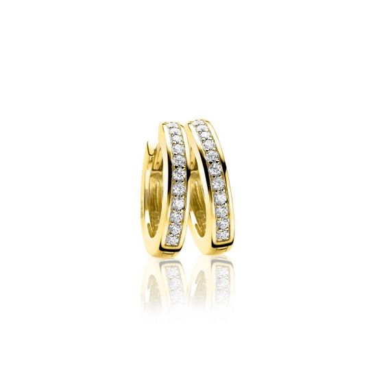 "Zinzi silberne Ohrringe 14K gelb vergoldet 17 x 3mm  weiße Zirkonias ZIO186Y"