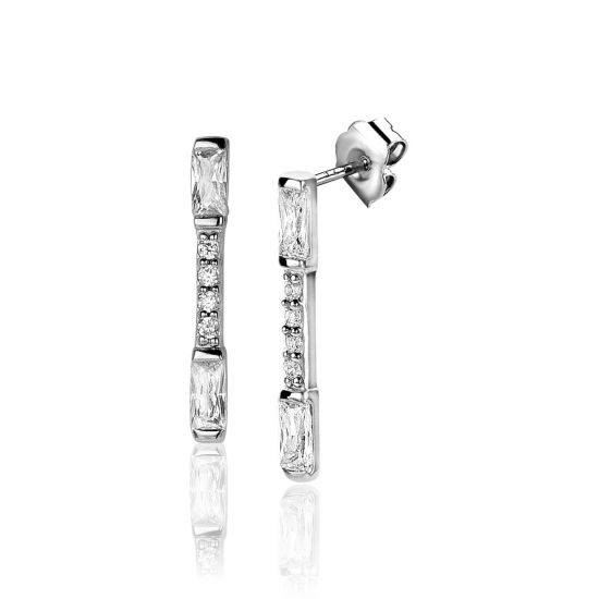 ZINZI silberne Ohrstecker Stab 17mm besetzt mit weißen Zirkonia ZIO2077