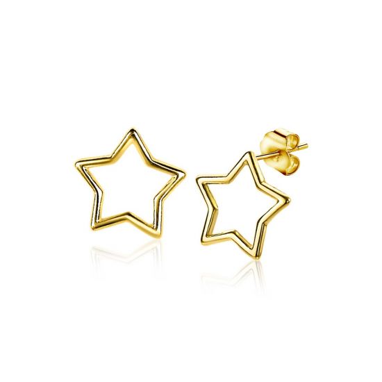 ZINZI silberne Ohrstecker 14K gelbvergoldet offen Stern 8mm ZIO2092G