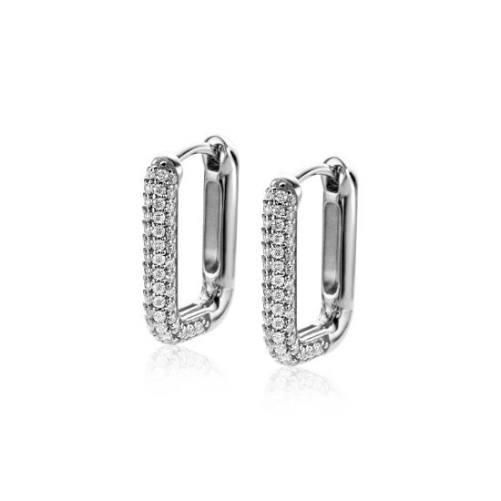 ZINZI zlv. klapcreolen rechthoek zirc.pave 18x3mm
