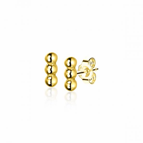 ZINZI silberne Ohrstecker 14K gelbvergoldet drei Kugeln 6mm ZIO2230G