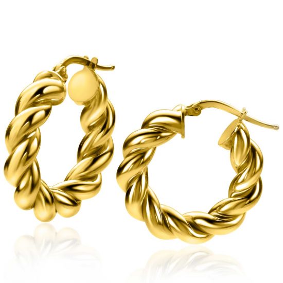 ZINZI zlv. oorringen geel verguld gedraaid 27x6mm