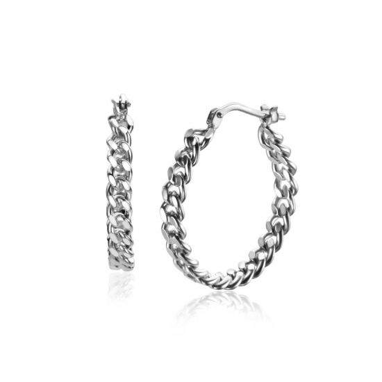 ZINZI zlv. oorringen gourmet schakel 24x3.5mm