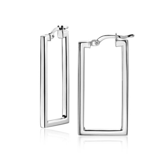 ZINZI zlv. oorringen rechthoek 30x2mm