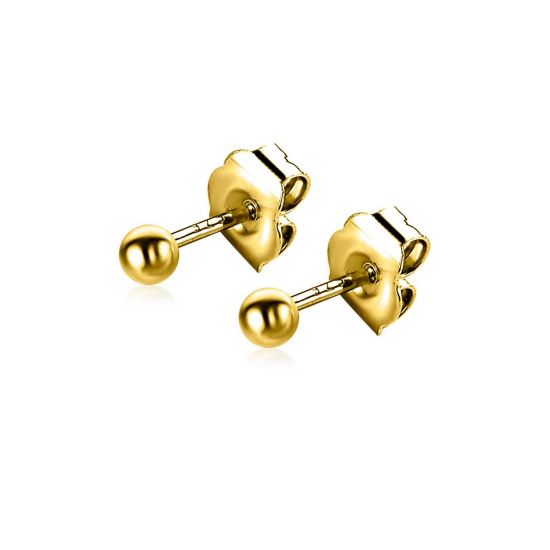 ZINZI zlv. oorknoppen bol geel verguld 3mm