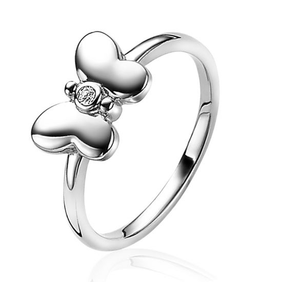ZINZI zlv. ring vlinder met zirconia mt.58