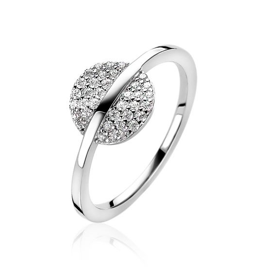 ZINZI silberner Ring rund weiß ZIR1444