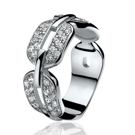 ZINZI silberner Ring weiß ZIR813