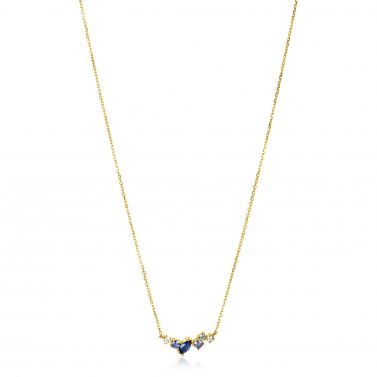 ZINZI GOLD collier met witte en blauwe zirc.ertussen
