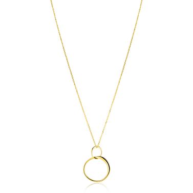 ZINZI GOLD collier met verbonden 2 rondjes hanger
