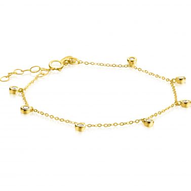 ZINZI GOLD armband met 7 zirc.hangertjes