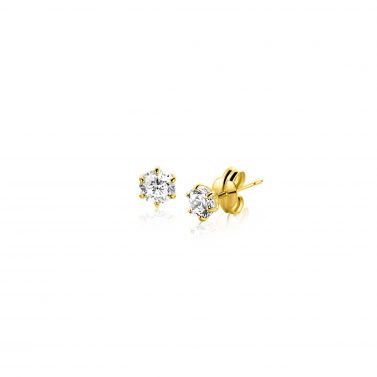 ZINZI GOLD oorknopjes zirconia 6poot chaton 4.5mm