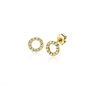 ZINZI GOLD oorknopjes rond open zirconia's 5.5mm
