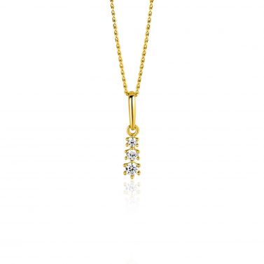 ZINZI GOLD hanger 3x zirconia aflopend
