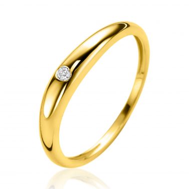 ZINZI Gold 14kt organisch geformter goldener Ring, besetzt mit weißen Zirkonias ZGR535