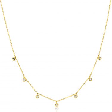 ZINZI GOLD collier met 7x zirc. hangertje 40/42cm