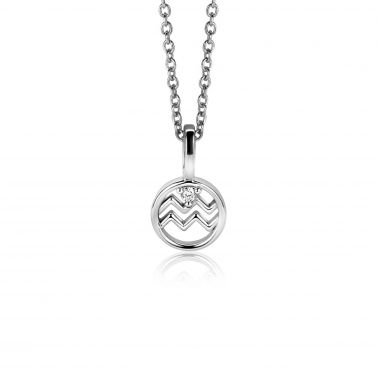 9mm ZINZI Silber Wassermann Sternzeichen-Anhänger, besetzt mit weißen Zirkonia ZIH-WAT (ohne Kette)