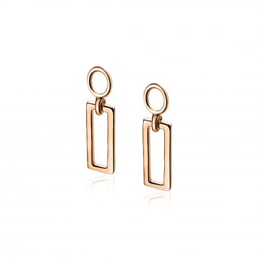 ZINZI silberne Ohrhänger rosé vergoldet offen Rechteck 14mm ZICH1692R