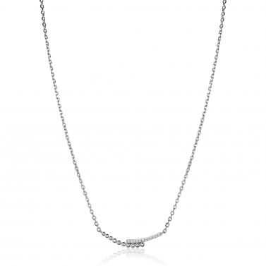 ZINZI zlv. collier slagmodel met zirc.ronde/pootzetting