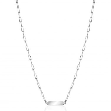 ZINZI Silberkette mit glänzender rechteckiger Platte zum Gravieren von 42-45 cm ZIC2530