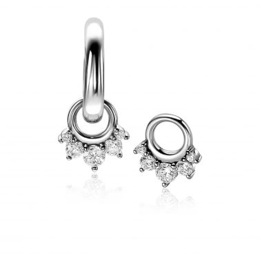 9mm ZINZI Silber-Ohrhänger mit fünf runden Fassungen in abnehmender Größe, besetzt mit weißen Zirkonia ZICH2632 (ohne Ohrringe)