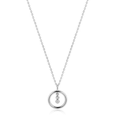 ZINZI zlv. collier hanger open rond en 3 zirconia's