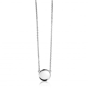 ZINZI zlv. collier met rond plaatje 11mm 42/45cm