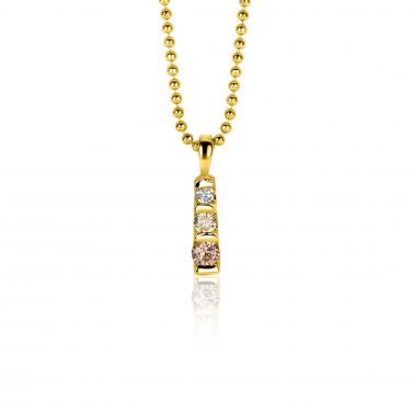 15mm ZINZI vergoldeter Silberanhänger, besetzt mit Champagner, Peridot und weißen Zirkonia ZIH2612 (ohne Kette)