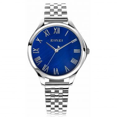 "ZINZI Uhr JULIA 34mm dunkelblaue Perle Zifferblattrömische Zahlen Stahlgehäuse und Band ZIW1146"
