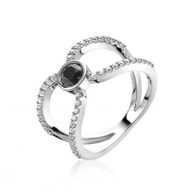 ZINZI silberne Multi-Look Ring schwarz weißer Zirkonia ZIR1947