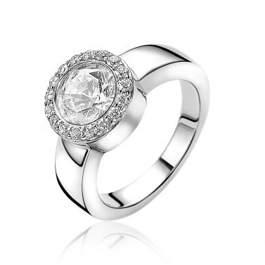 ZINZI silberner Wechselring rund weiß ZIR4