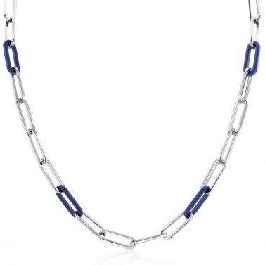 ZINZI zlv. collier paperclip met lapis schakels