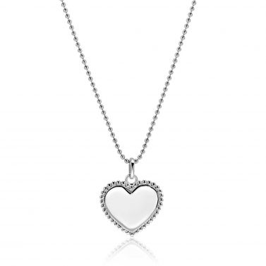 21mm ZINZI Silberner Anhänger in Herzform mit Perlrand für Gravur ZIH2653 (ohne Kette)