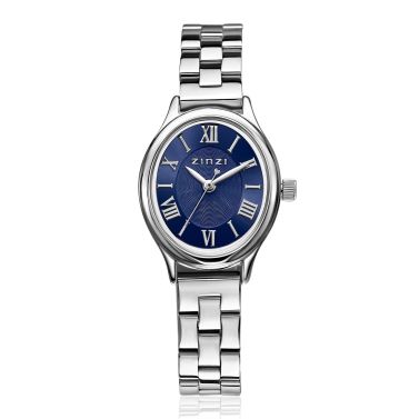 Zinzi Ovale horloge 26mm blauwe w.plaat st.band