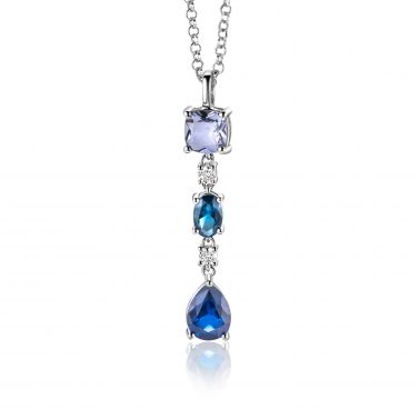 ZINZI zlv. hanger blauw tinten en zirconia's