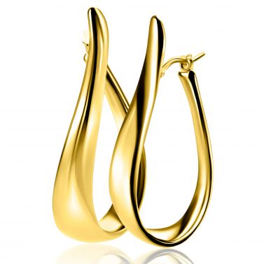 49mm ZINZI Große Vergoldete Organisch Geformte Creolen mit spielerischem Twist und praktischer Obenverschluss ZIO2675G