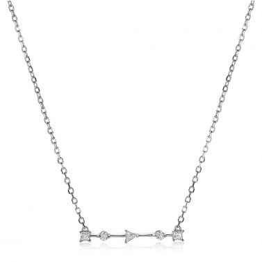 ZINZI silberne Kette 45cm mit Stab rund quadratisch Dreieck  weiß ZIC2043