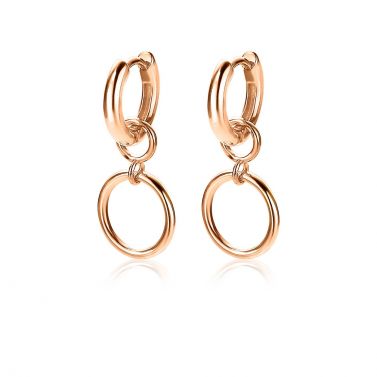 ZINZI silberne Ohrhänger rosé vergoldet offen rund 11mm ZICH1748R