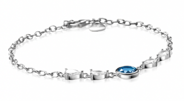 ZINZI zlv. armband fant. met blauw/wit zirconia