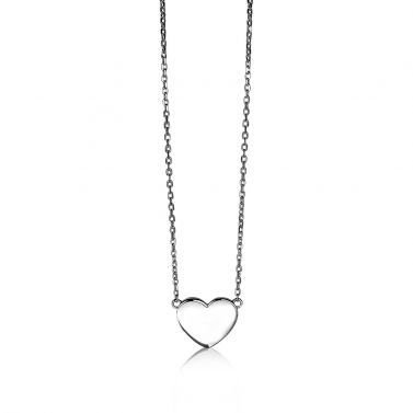ZINZI zlv. collier met hart plaatje 42/45cm