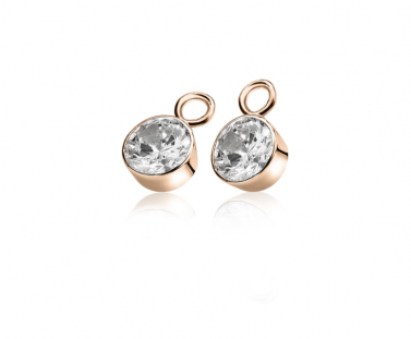 ZINZI silberne Ohrhänger rosé vergoldet 7mm rund  weiß ZICH1486D