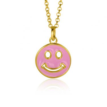ZINZI zlv. hanger Smiley geel verguld roze