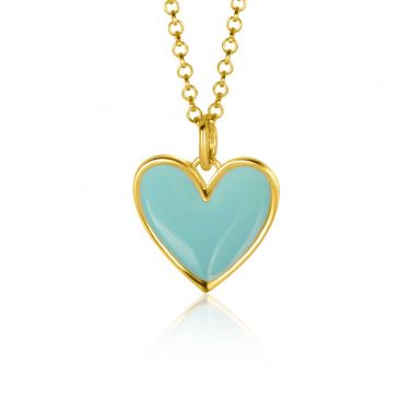 ZINZI zlv. hanger hart geel verguld turquoise