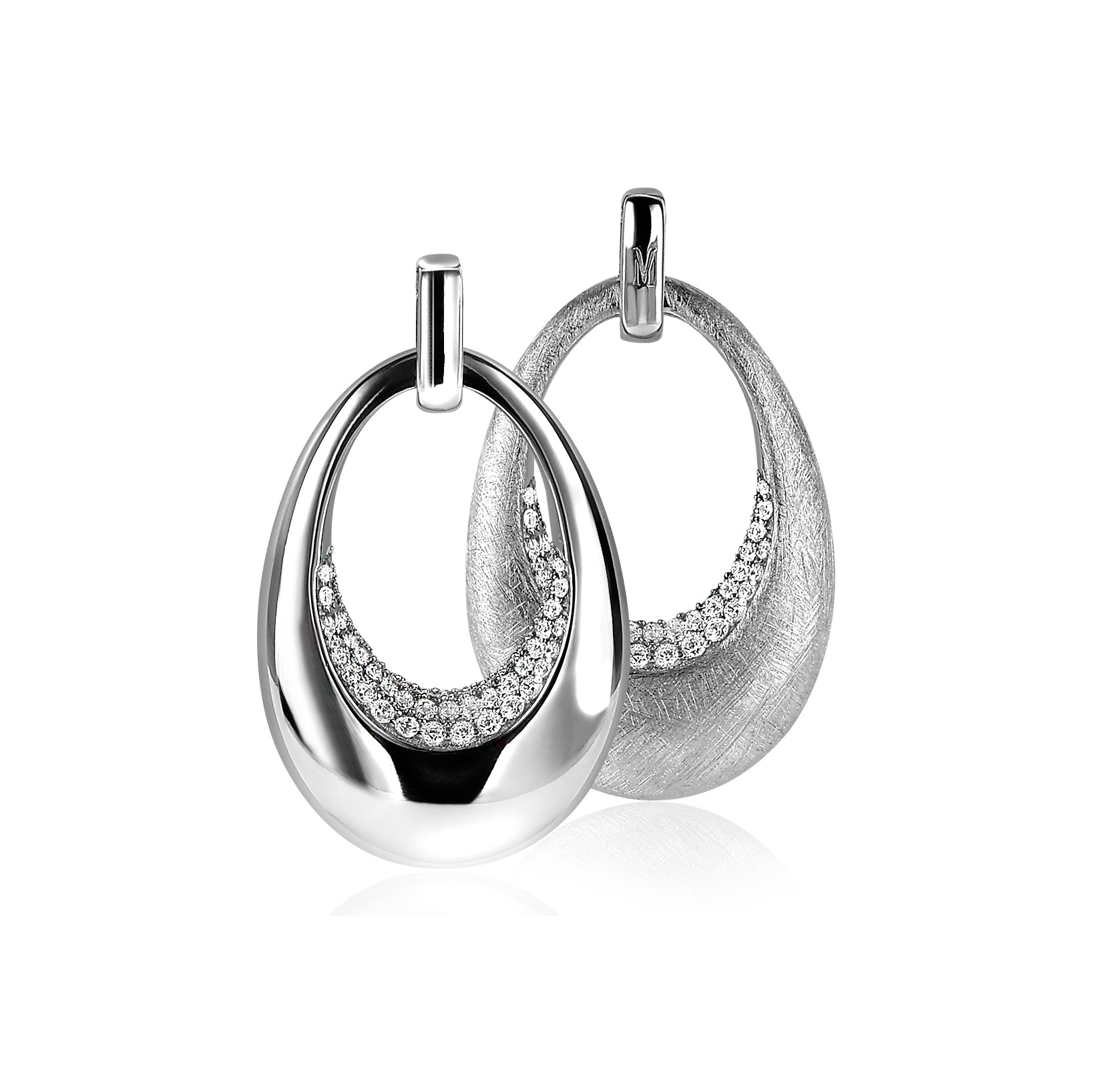 Mart Visser by ZINZI  silberne Hänger beidseitig oval weiß MVH10