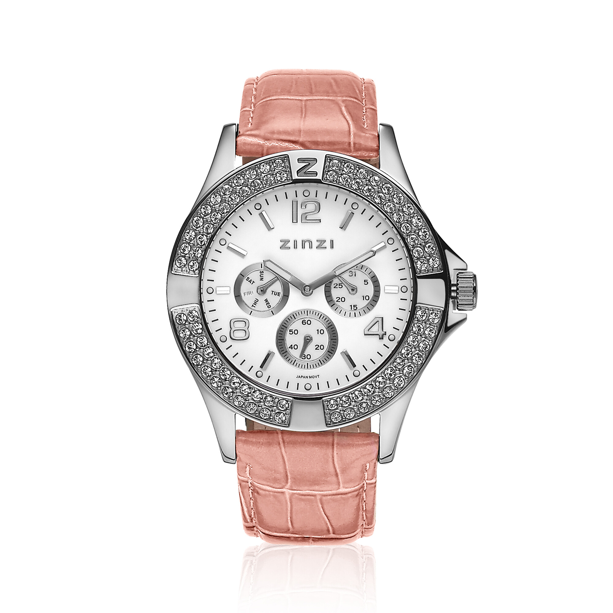 ZINZI Watch witte plaat/lichtroze band