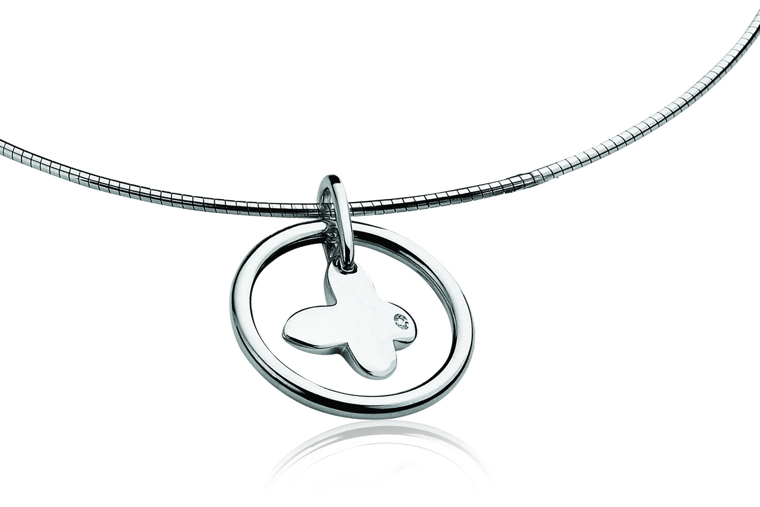 ZINZI DIAMONDS silberner Anhänger Diamant Schmetterling weiß ZDH55